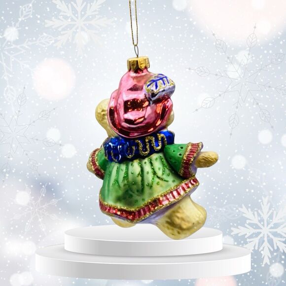 Fitz And Floyd Christmas Teddy Bear Girl Vintage Ornament 5in Gold Hanger 4in - Picture 3 of 5